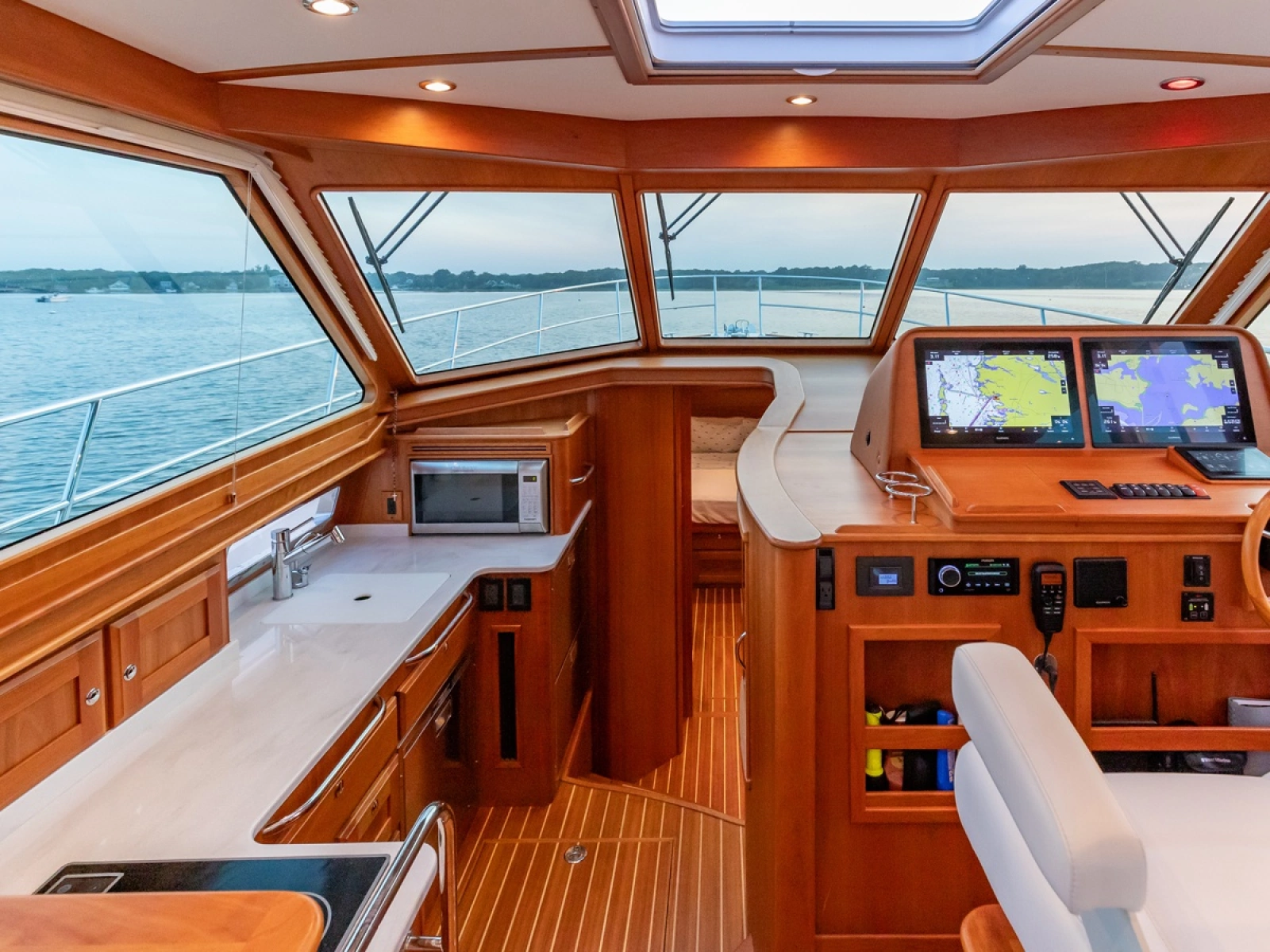 Helm into Galley Fwd to Cabin