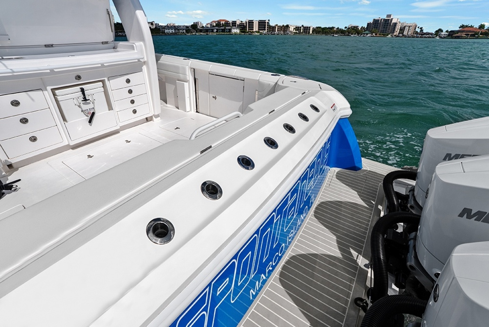 Transom with rod holders