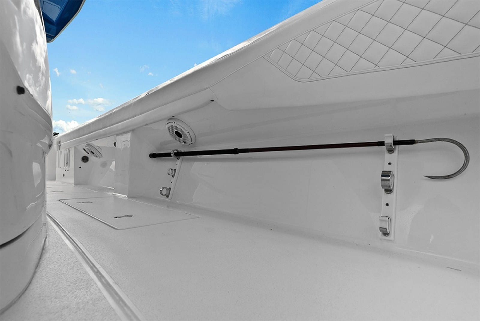 Rod racks under port gunwales