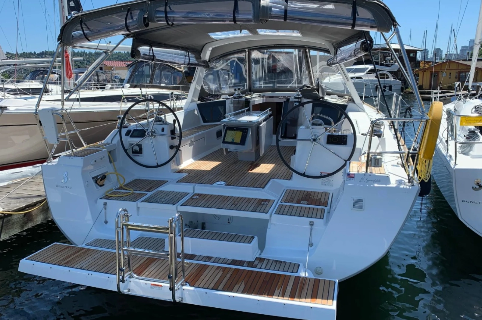 Transom with swim deck down