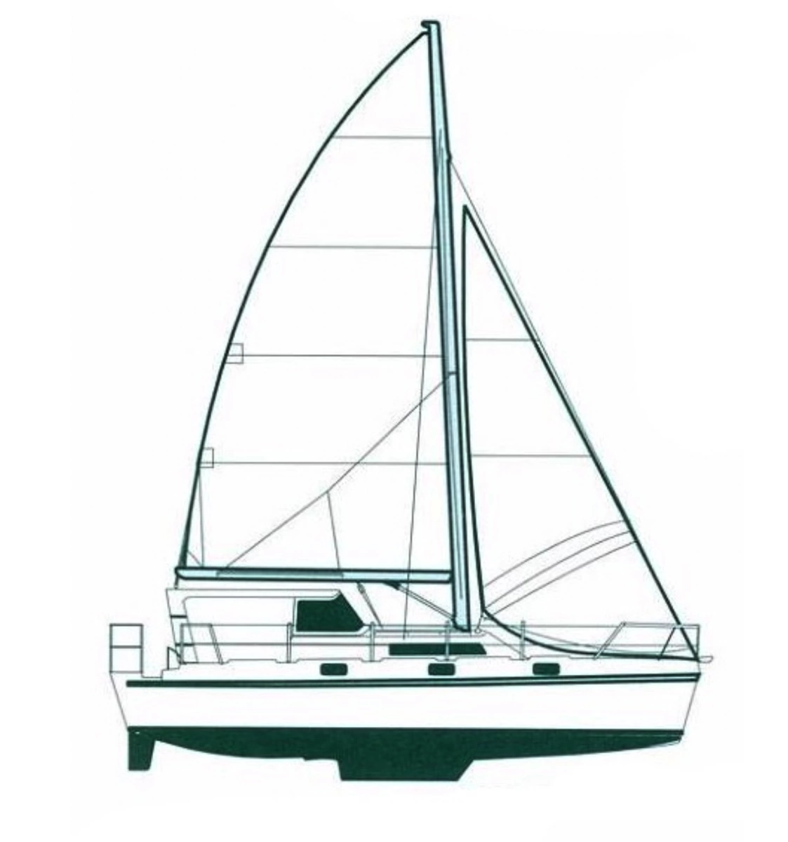 48 1998 EndeavourCat 36 Hull Profile