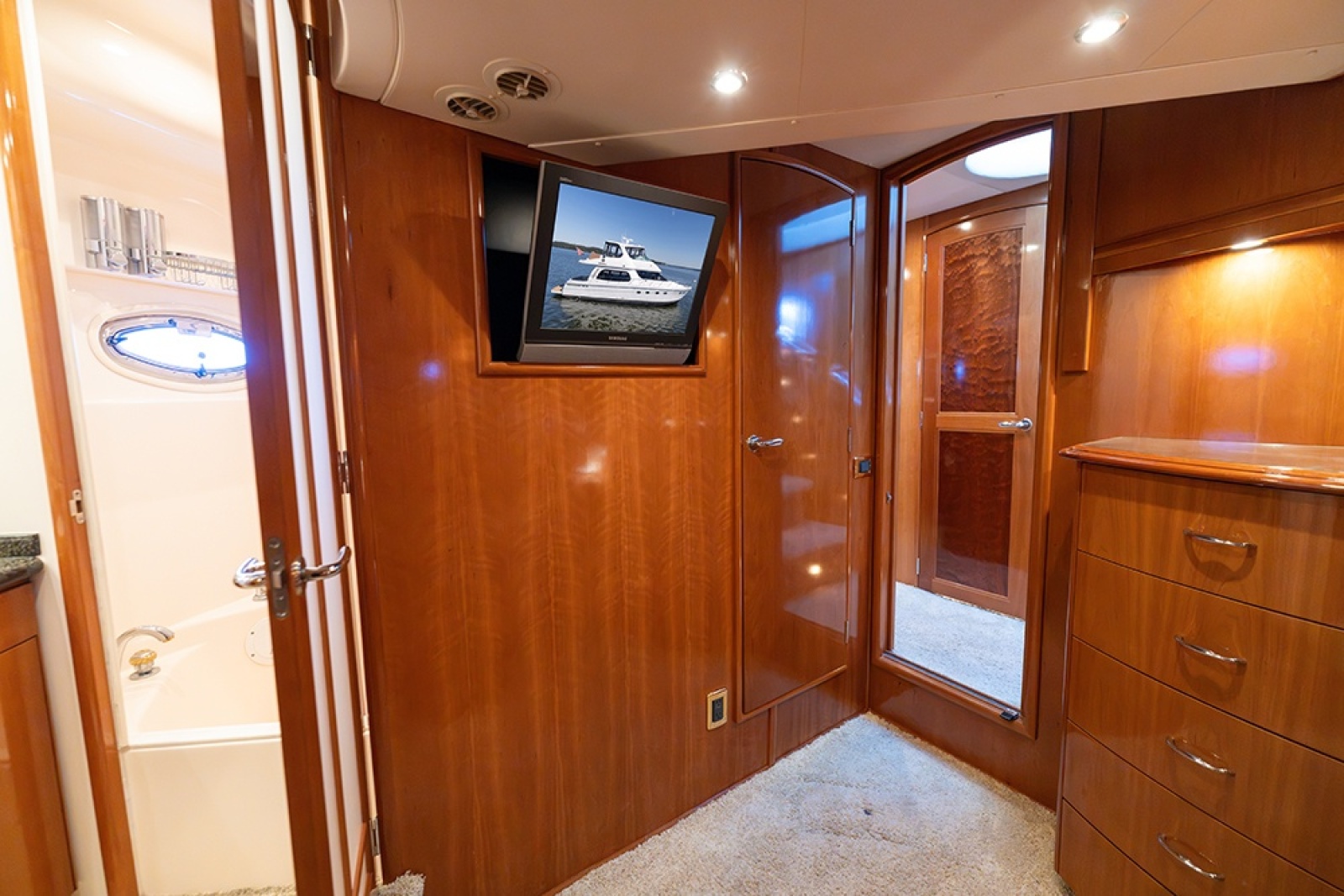 Entertainment center in the master stateroom