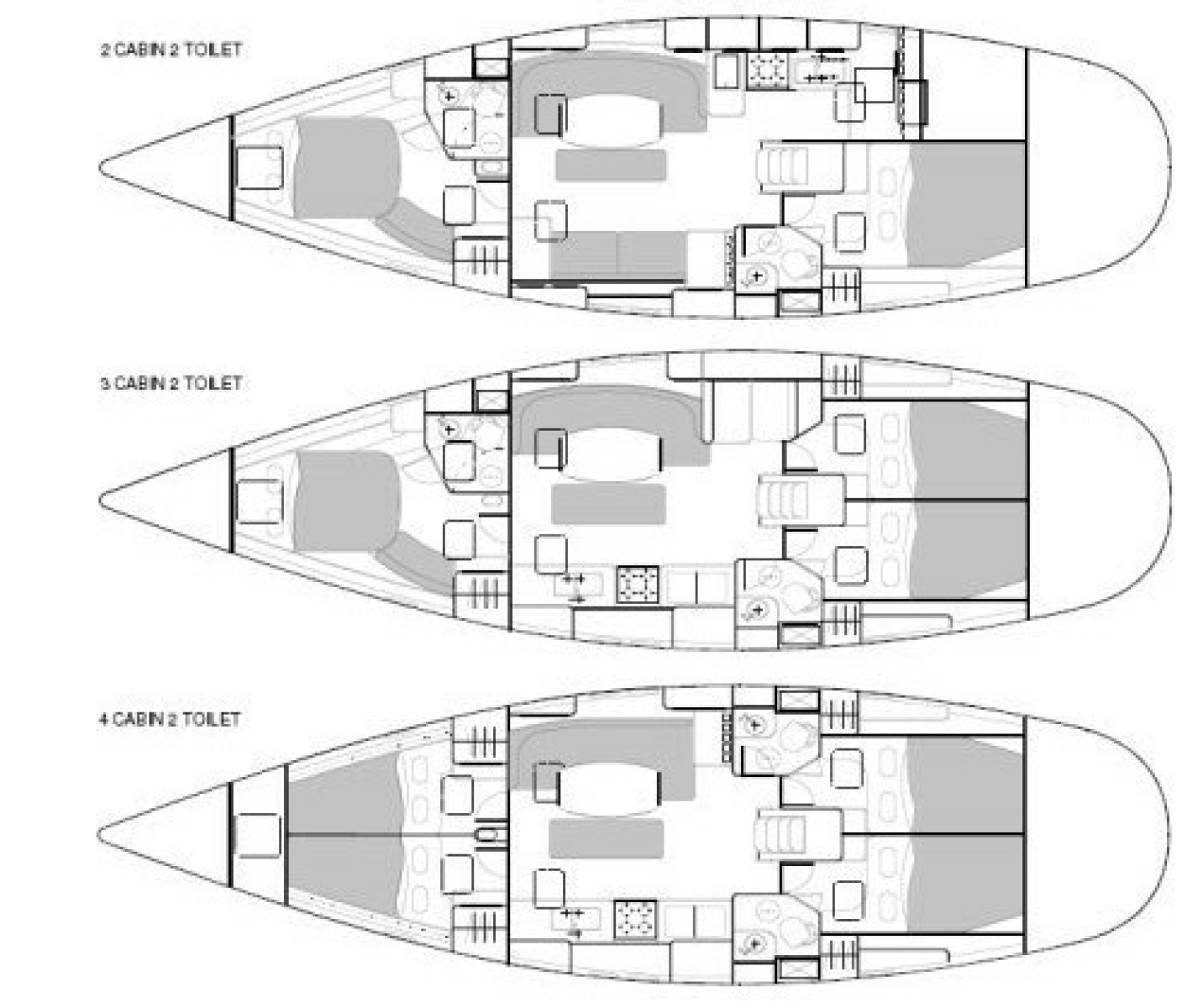 3-Cabin, 2-Head Version