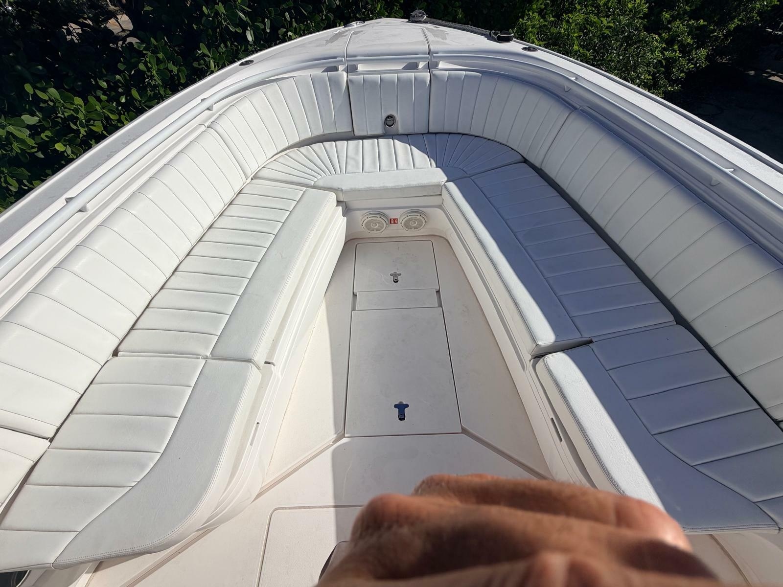 2017 Intrepid 327 Center Console for sale in Pompano Beach FL - bow seating cushions viewed from the bow