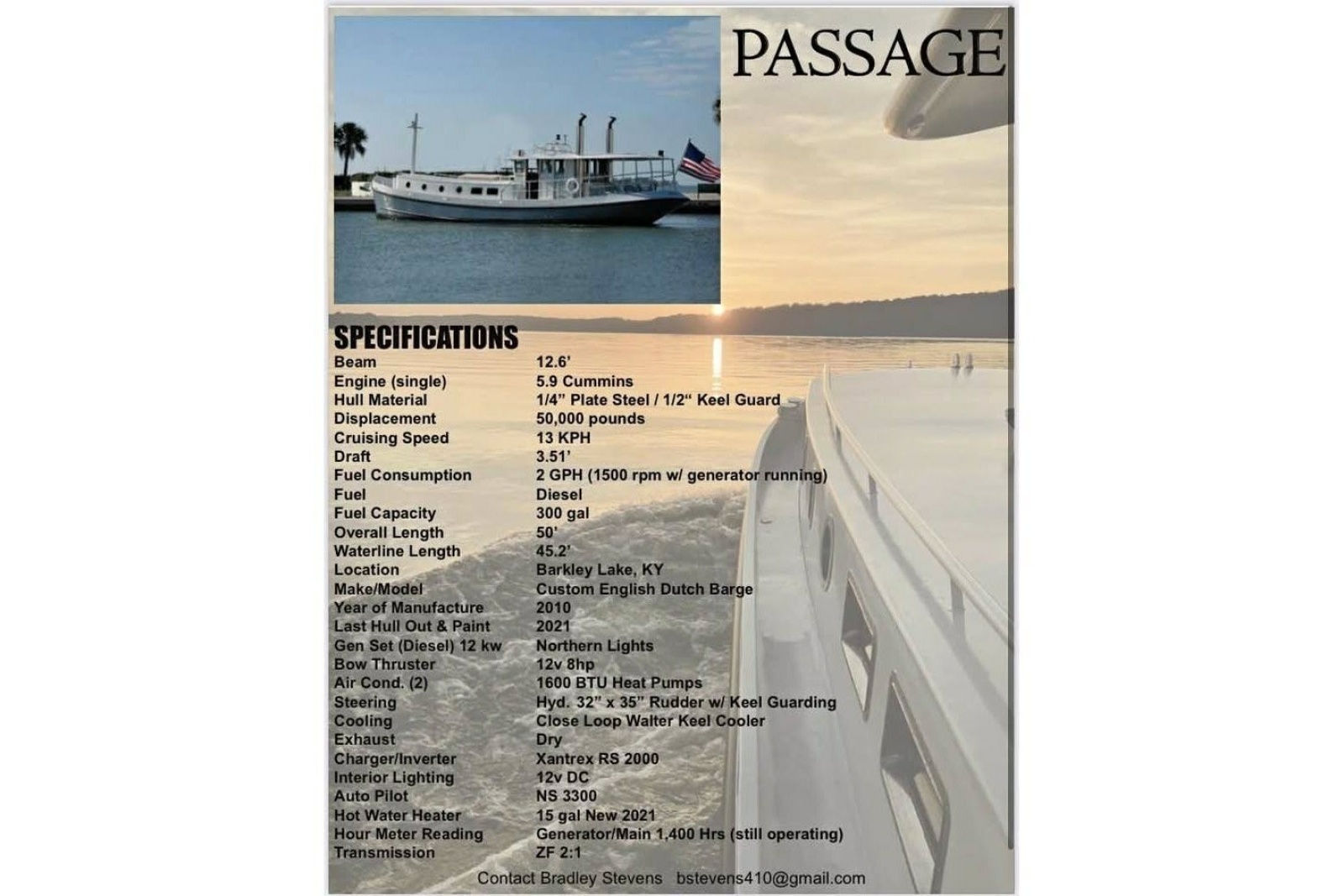 2010 Custom Thomas 50 Dutch Barge — Passage