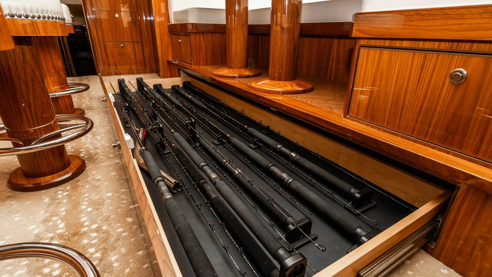 Underfloor Storage with Fishing Rods