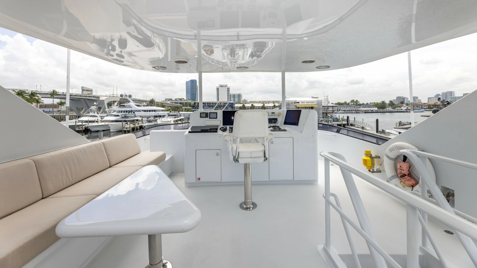 1998 Trinity Yachts Sport Fisherman - BAD COMPANY:Flybridge Helm with Seating Area