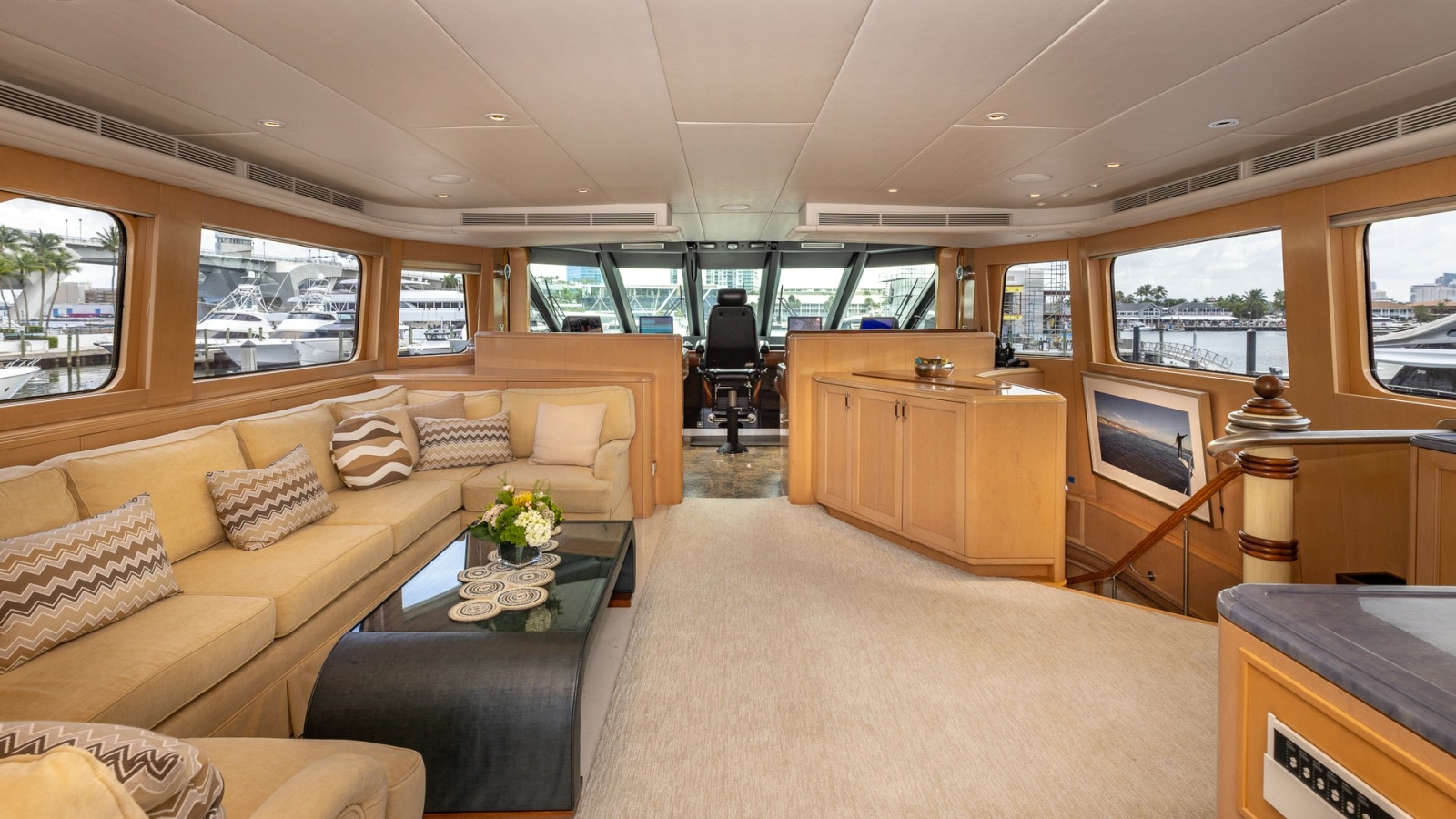 1998 Trinity Yachts Sport Fisherman - BAD COMPANY: Spacious Salon with Helm View