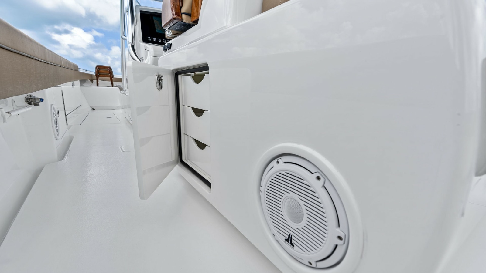 Starboard Cockpit Storage and Speaker