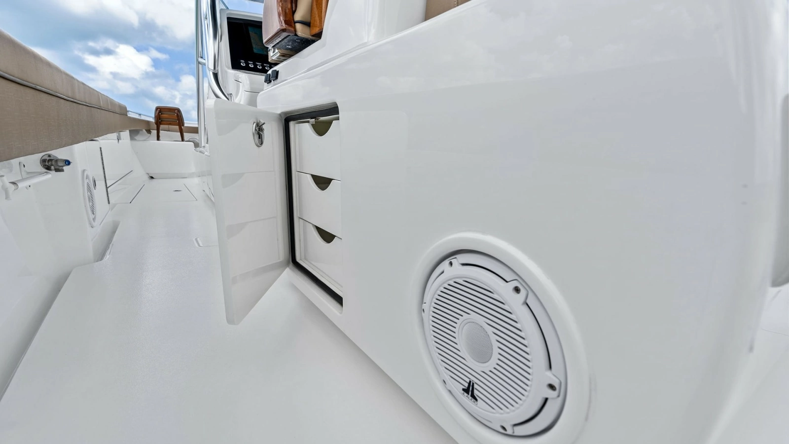 Starboard Cockpit Storage and Speaker