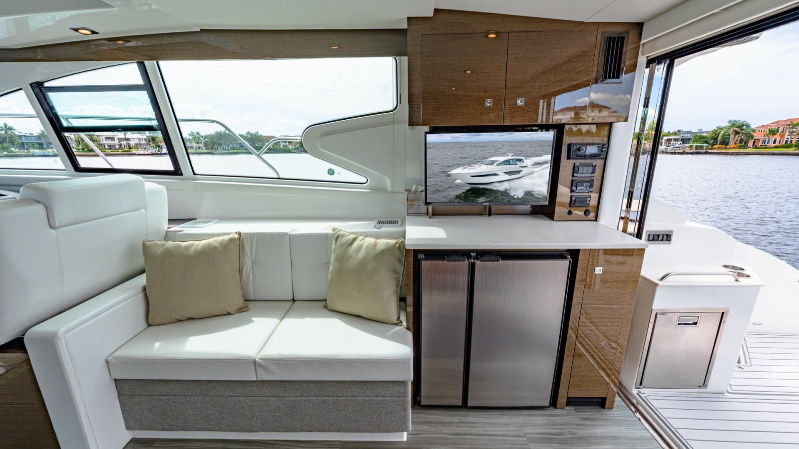 Salon with Entertainment and Galley Area