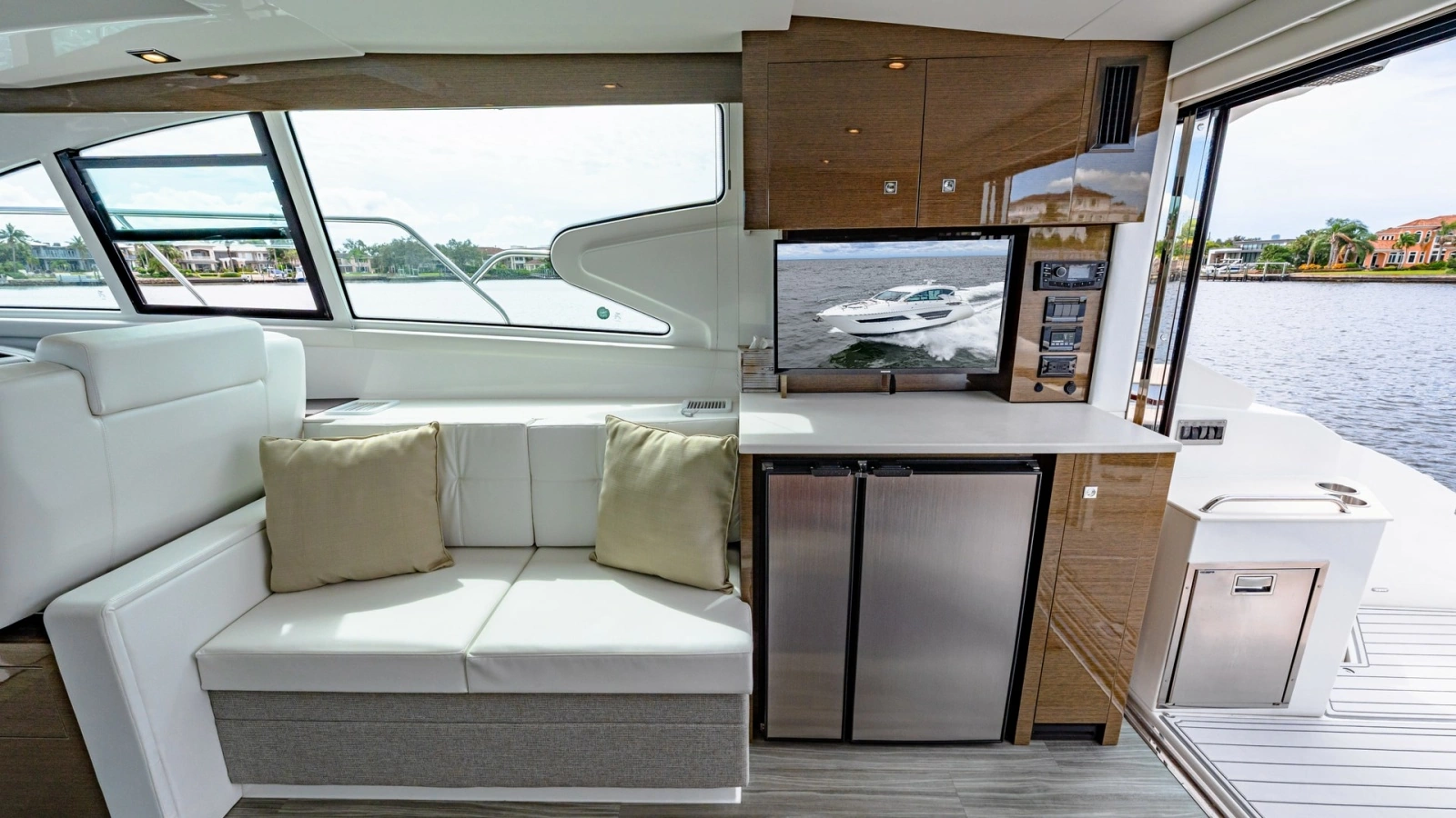 Salon with Entertainment and Galley Area