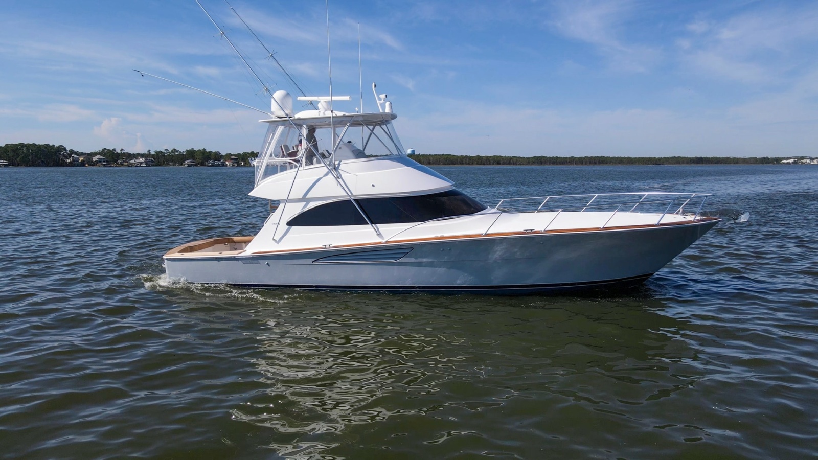 Side Profile of Flybridge Yacht