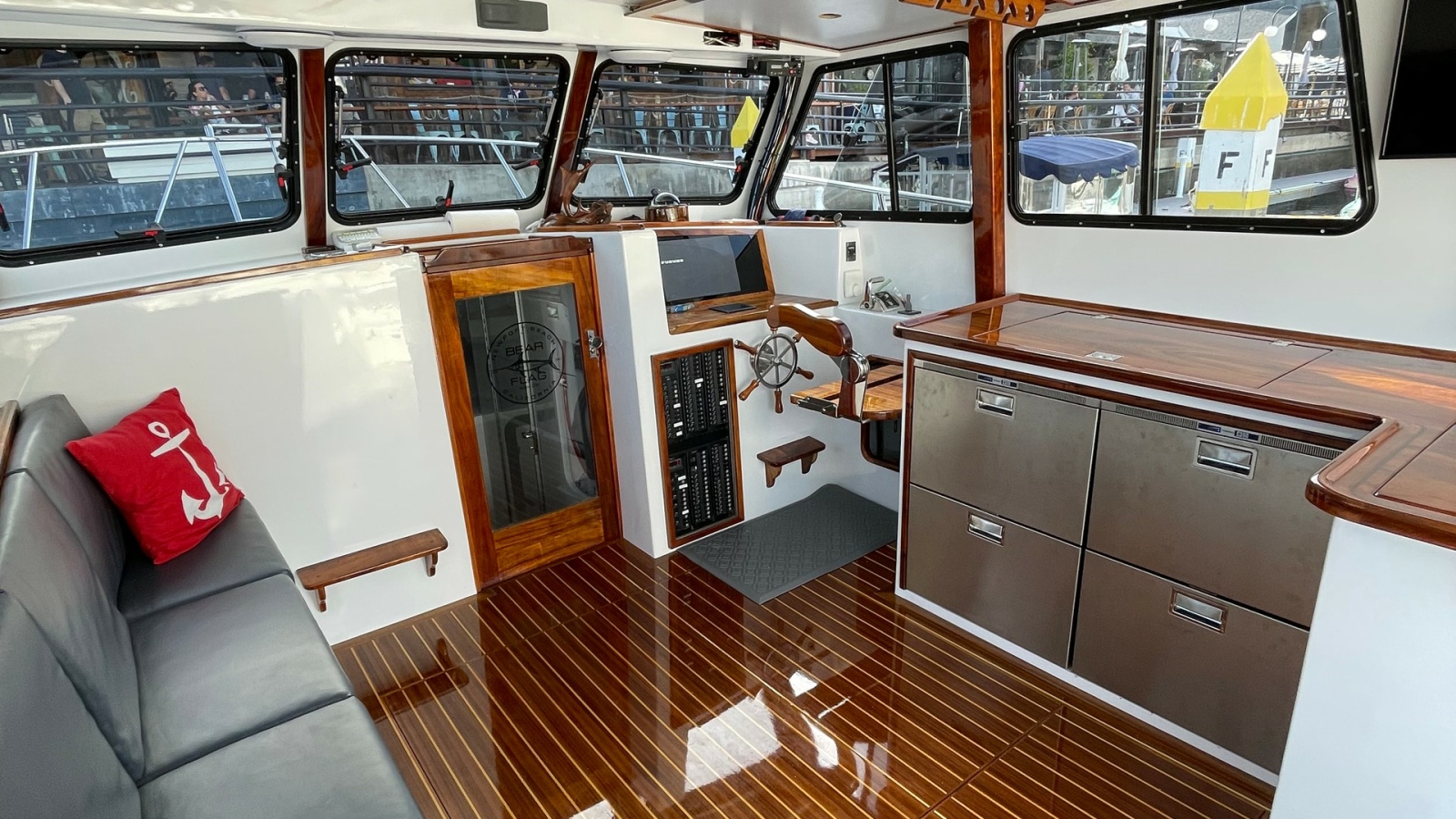 Spacious Flybridge Interior with Helm