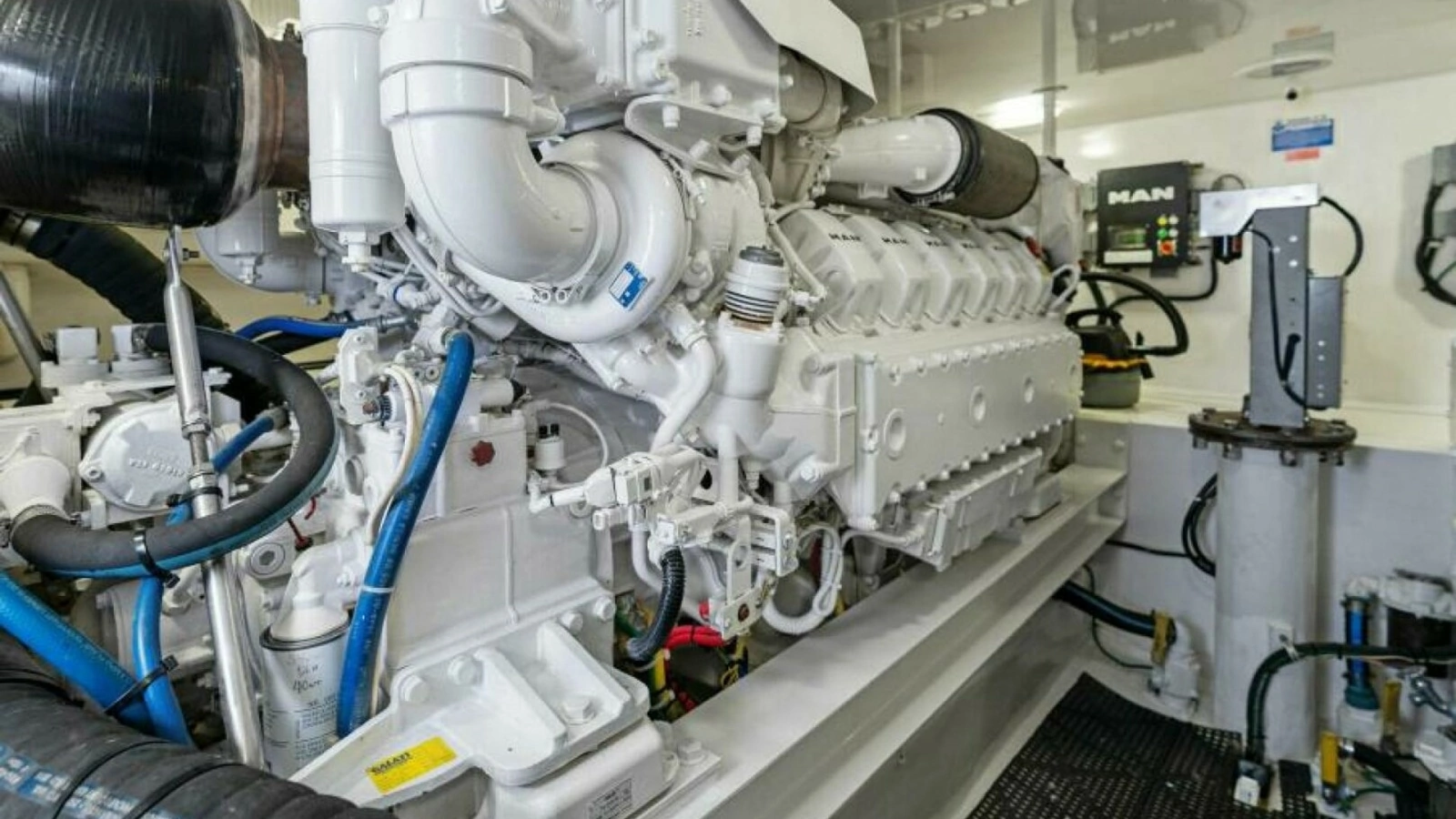 Engine Room with MAN V12 Engine