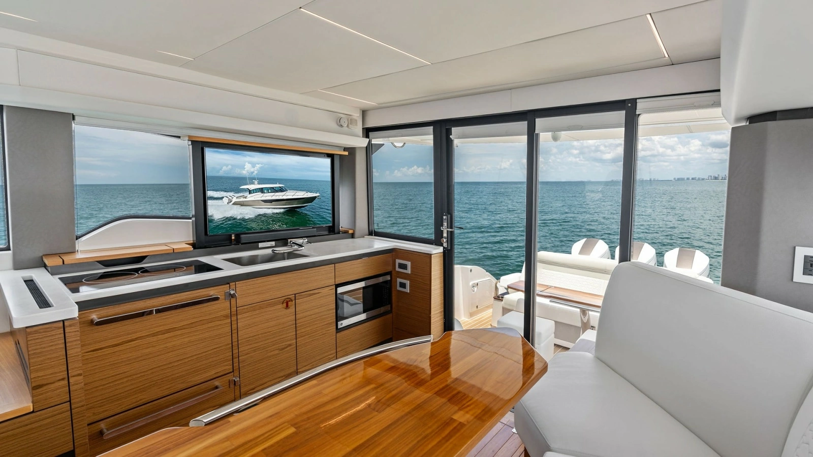 Contemporary Interior Salon with Ocean View