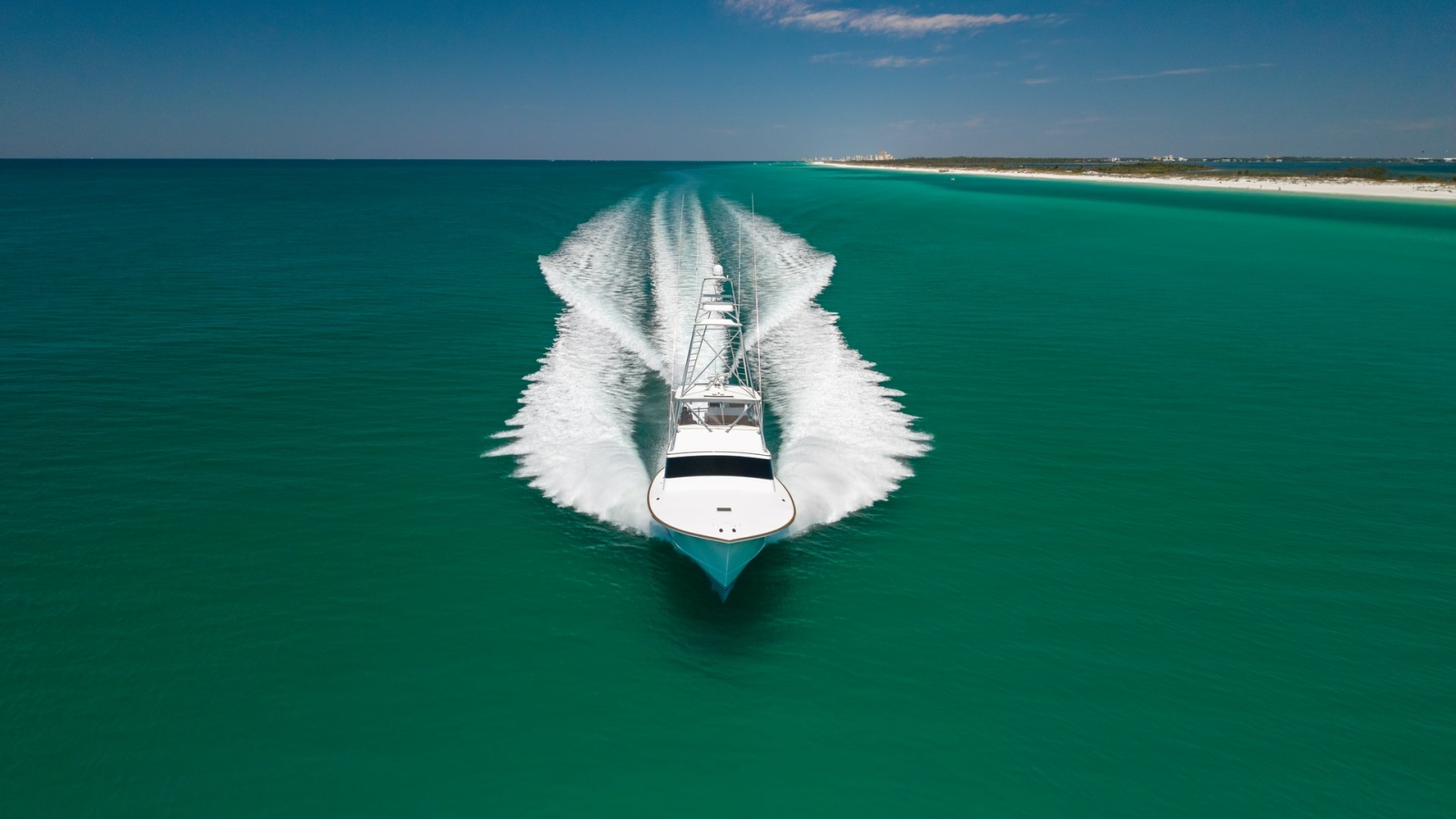 Aerial View of Yacht Underway