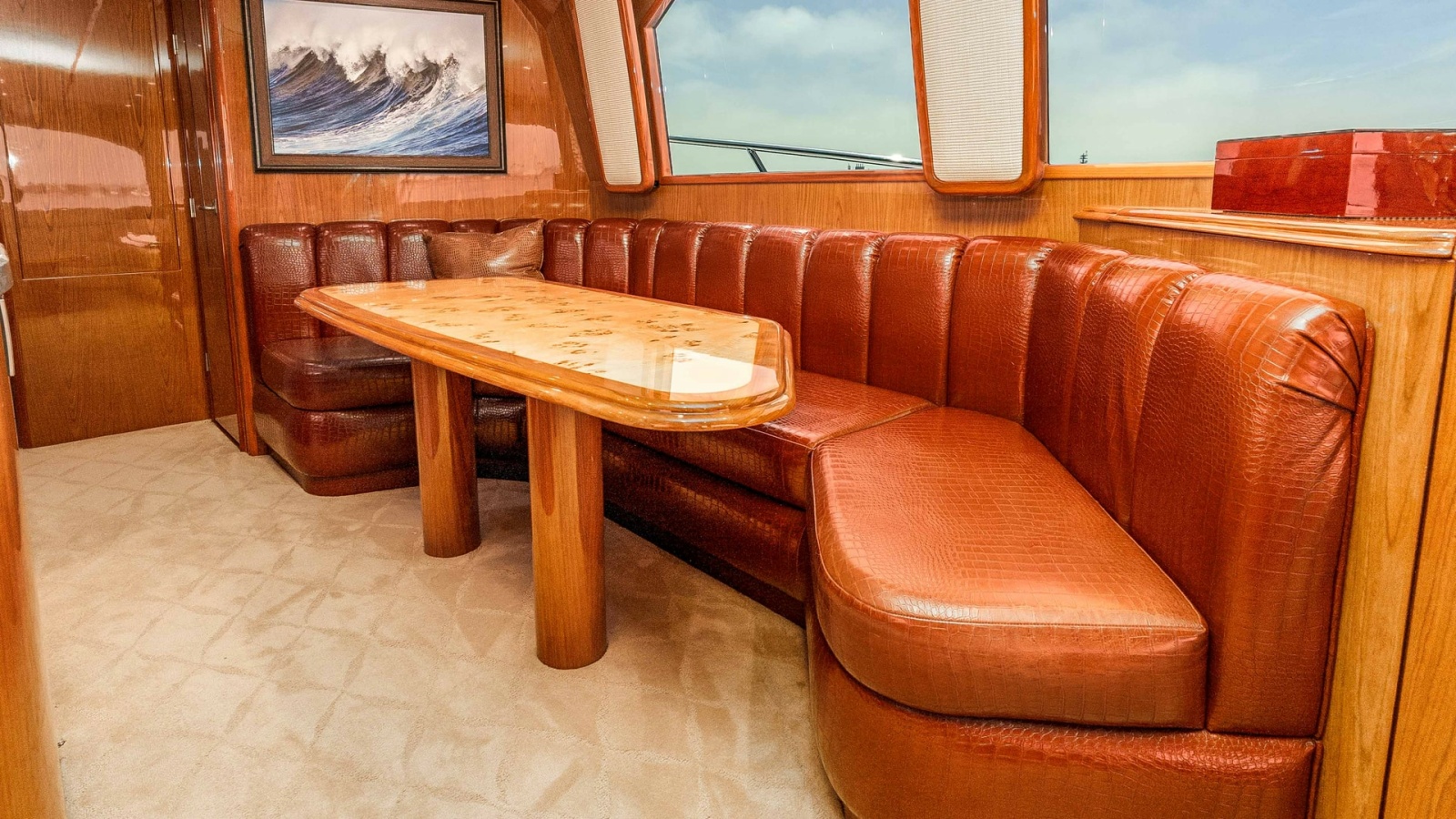 2014 Viking 76 Enclosed Bridge "TRANQUILO" Comfortable U-Shaped Dining Settee