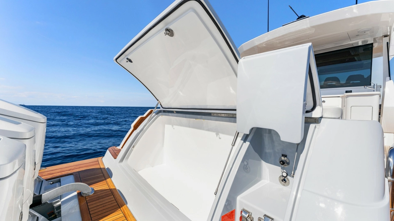 Stern Storage Compartment Open View - Valhalla 55 Sport Yacht