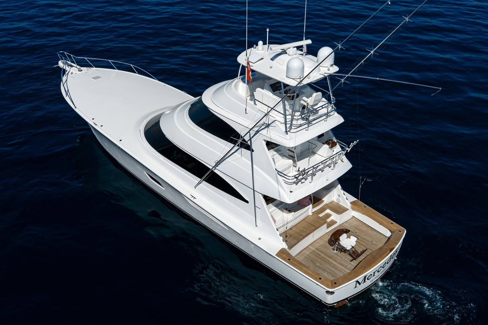 Viking 80 MERCEDES - Port Aft Aerial Profile