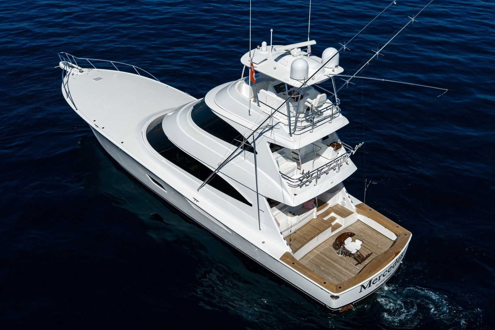 Viking 80 MERCEDES - Port Aft Aerial Profile
