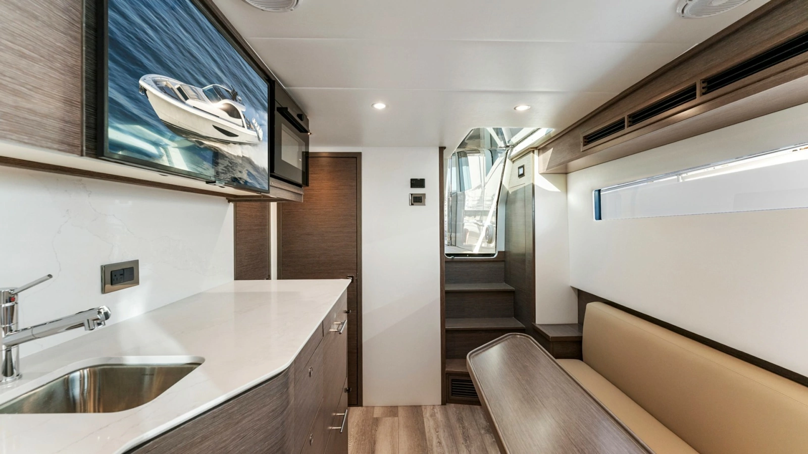 Galley and Seating Area Interior - Valhalla 55 Sport Yacht