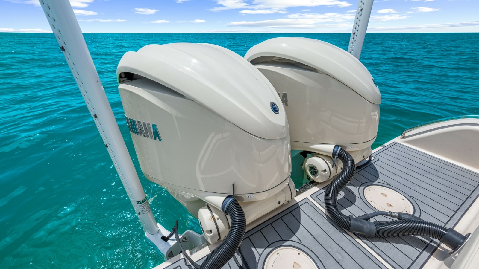 Twin Outboard Engines on Aft Deck