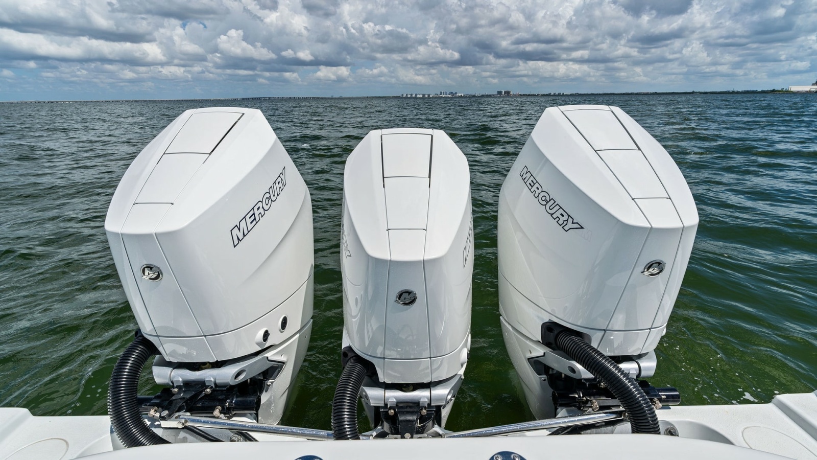 Triple Outboard Engines Aft View