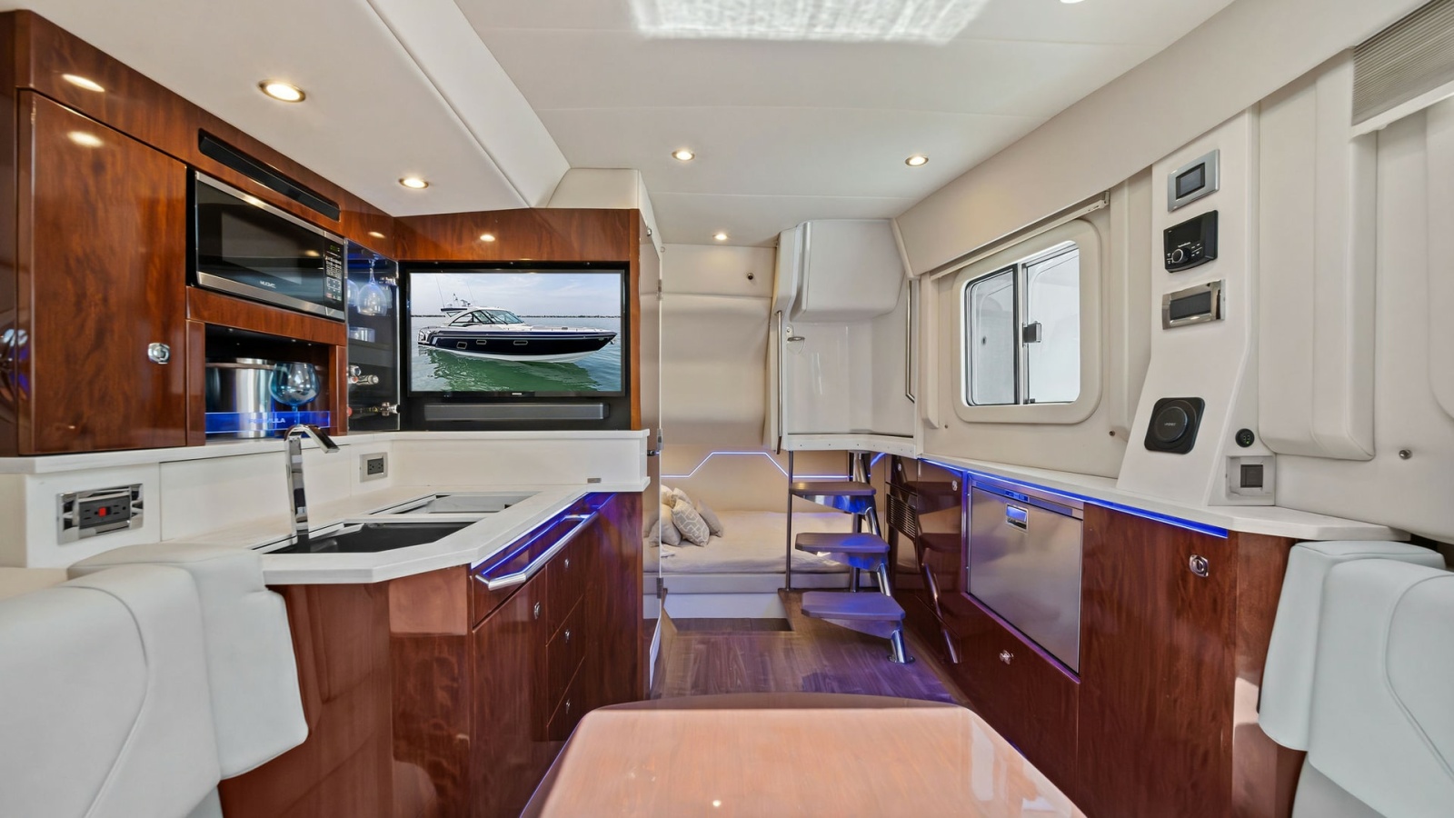 Interior Salon with Galley and Seating