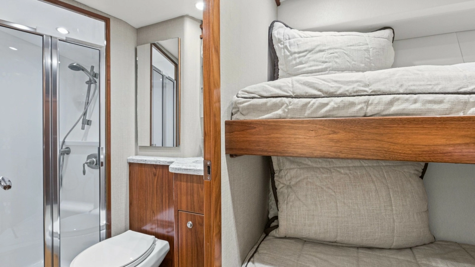 2020 68 Viking Convertible Gunpowder Port Stateroom and Head