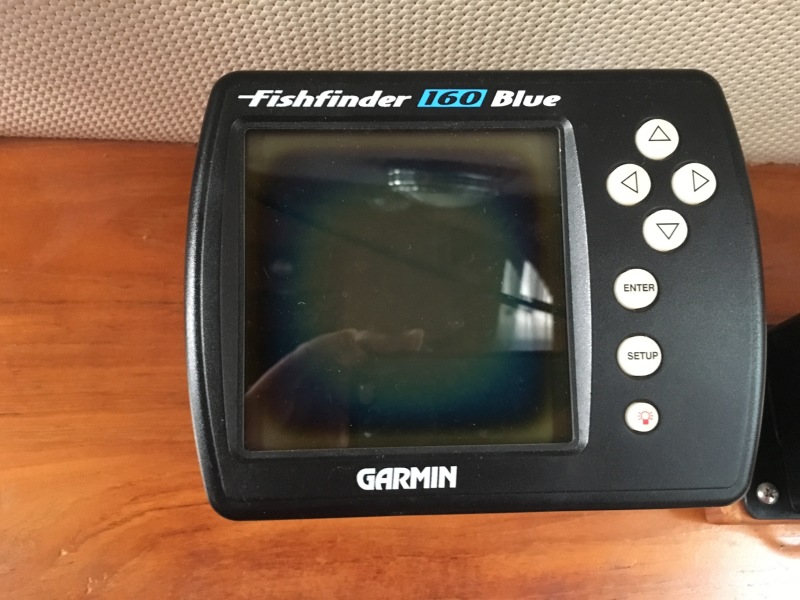Midas Touch 1986 Marine Trader 38 Double Cabin Helm Electronics Garmin Fishfinder 160 Blue.JPG