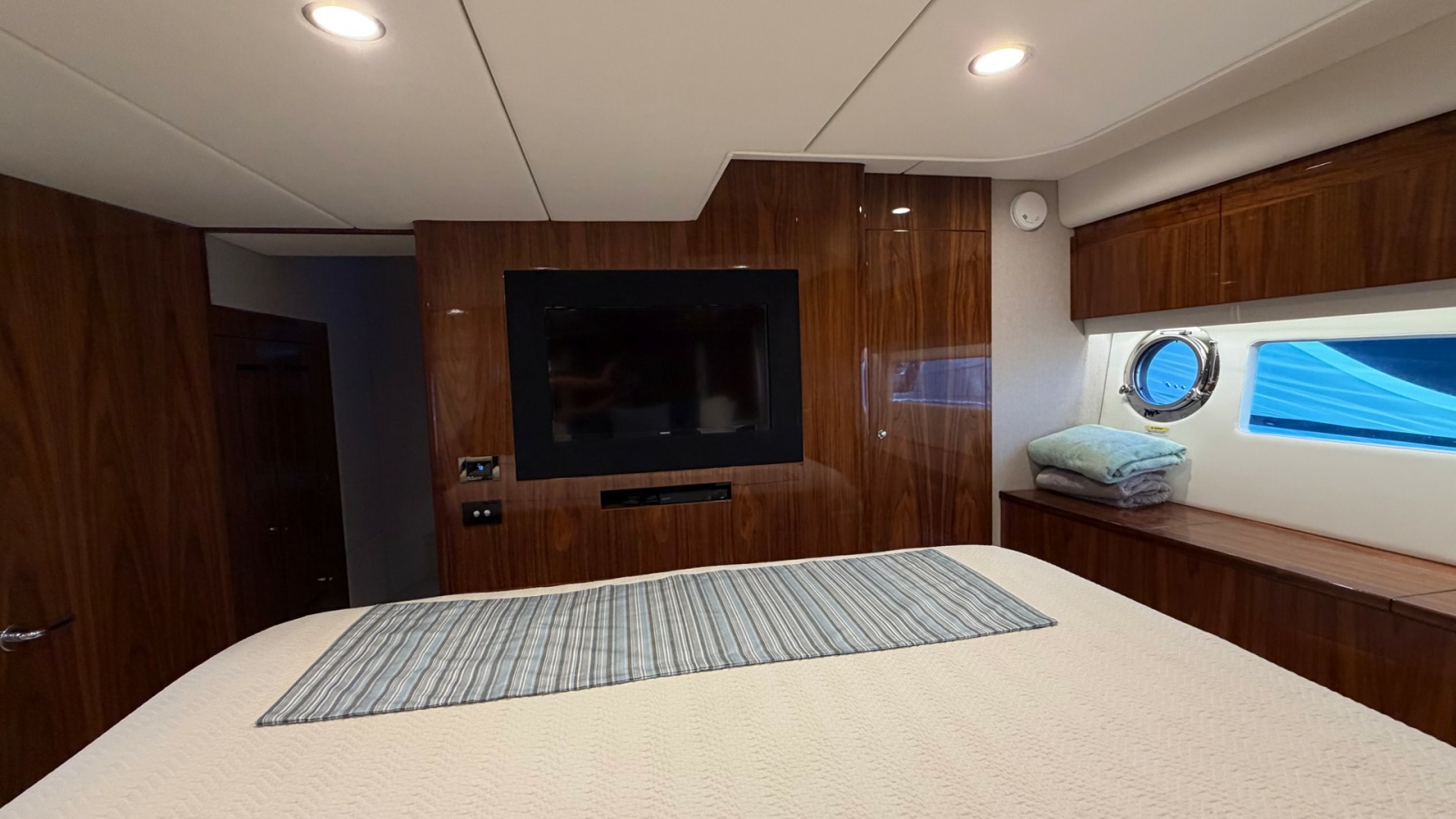 Master Stateroom with TV and Portlight