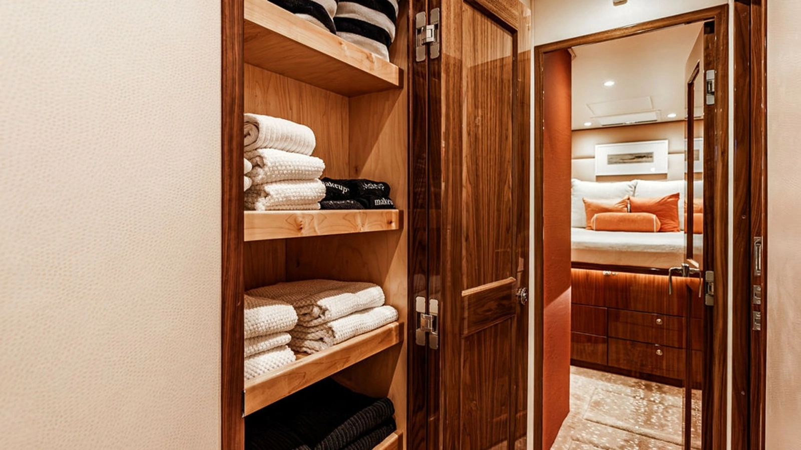 Luxury Linen Closet and Stateroom View
