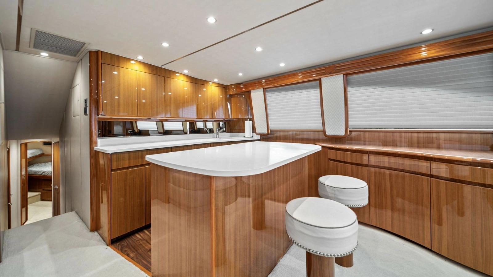 Elegant Yacht Galley with Seating
