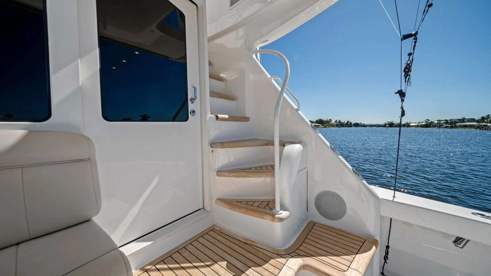 Stylish Teak Staircase to Flybridge