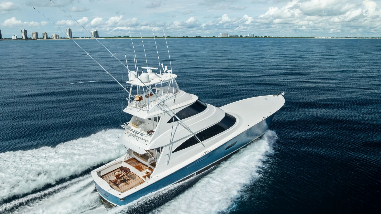 Aerial View of Sportfish Yacht in Motion