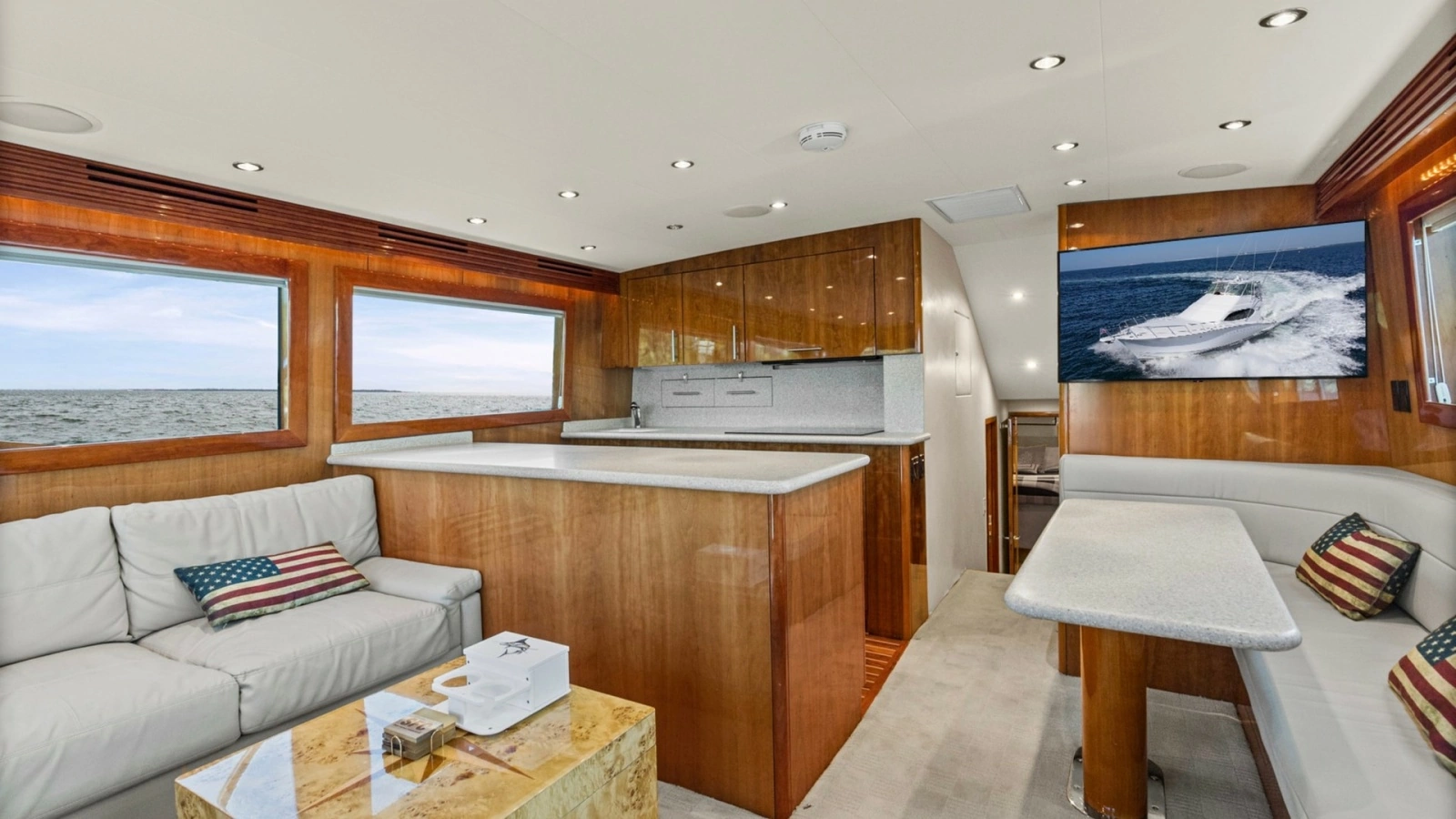 2008 54 Hatteras Convertible American Made Salon and Galley