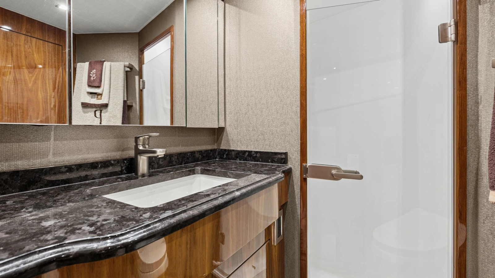 2017 72 Viking Enclosed Bridge Share-E Port Stateroom and Head (6)