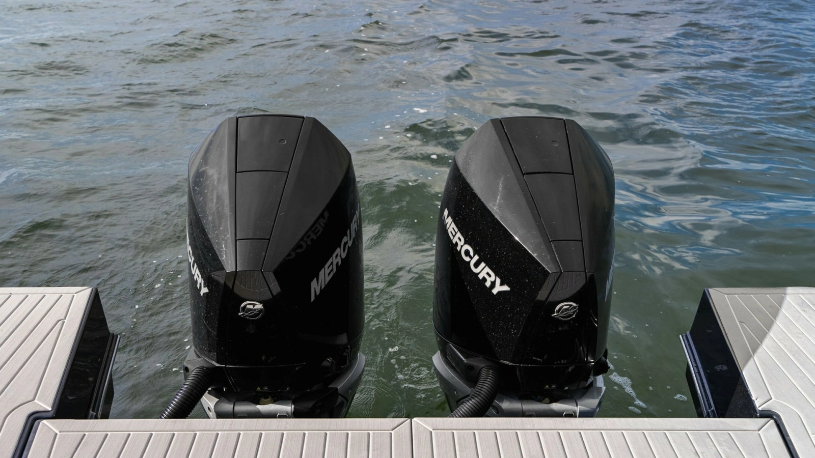 Twin Mercury Outboards on Swim Platform