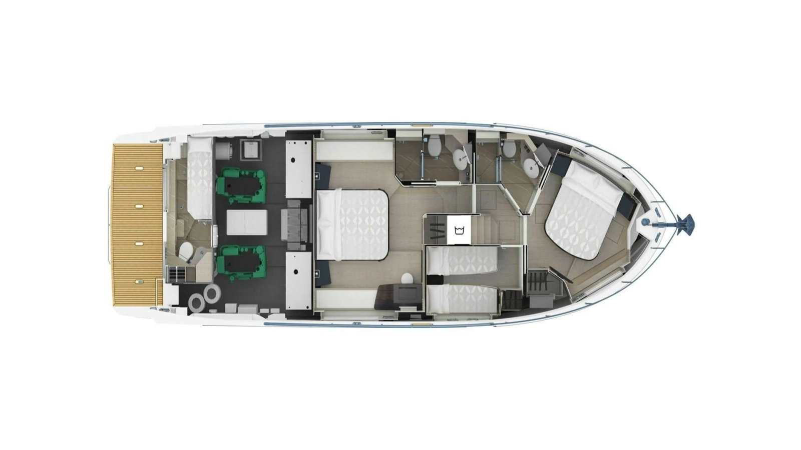 2025 53 Absolute Navetta - Lower Deck Layout