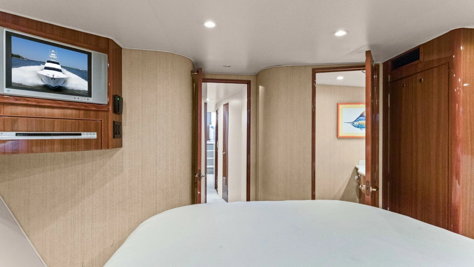 2005 61 Viking Enclosed Bridge Kelkat VIP Stateroom (2)