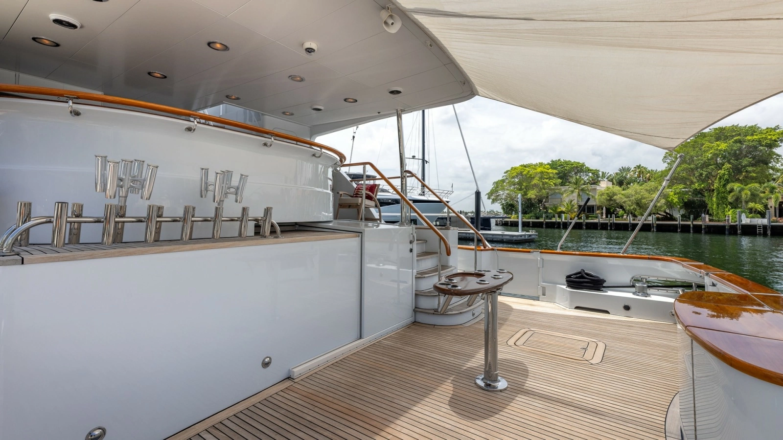 1998 Trinity Yachts Sport Fisherman - BAD COMPANY: Aft Deck with Teak Flooring