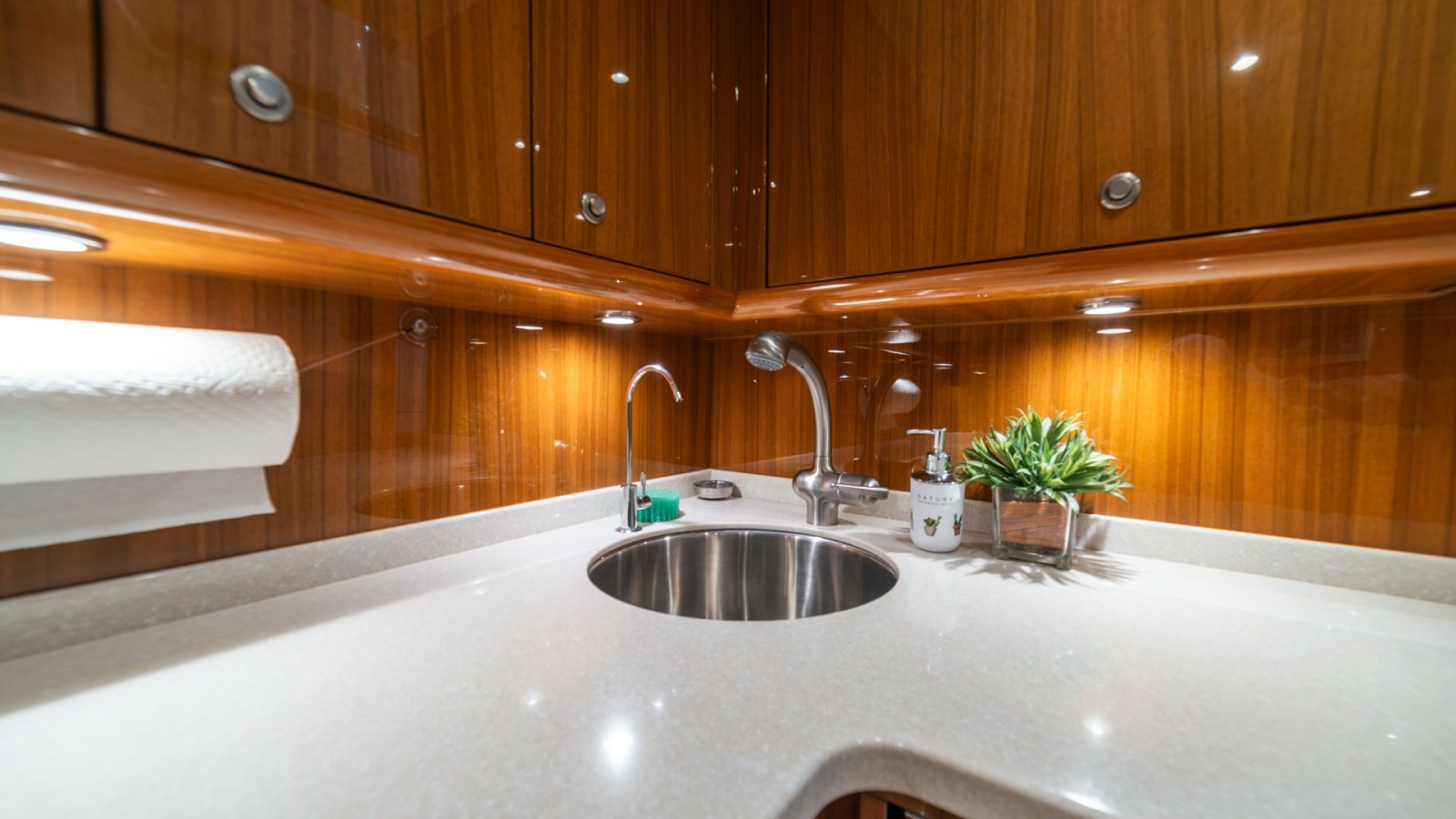 Galley with Polished Wood Finish
