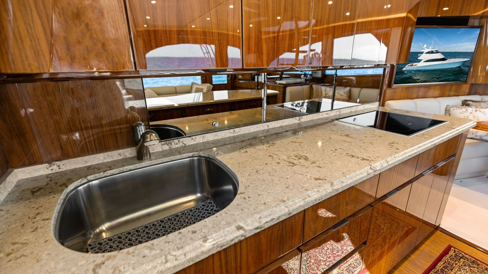 Galley with Polished Wood Finish