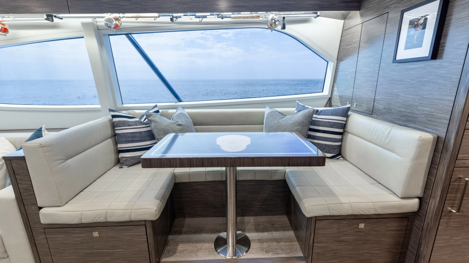 2021 65 Hatteras GT On the DL Dinette (3)
