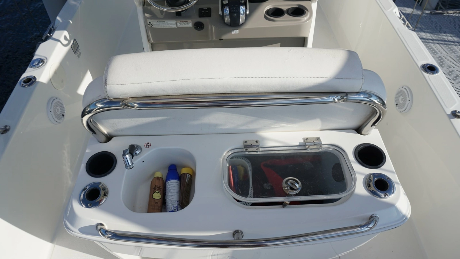Cockpit with Helm Seating and Storage