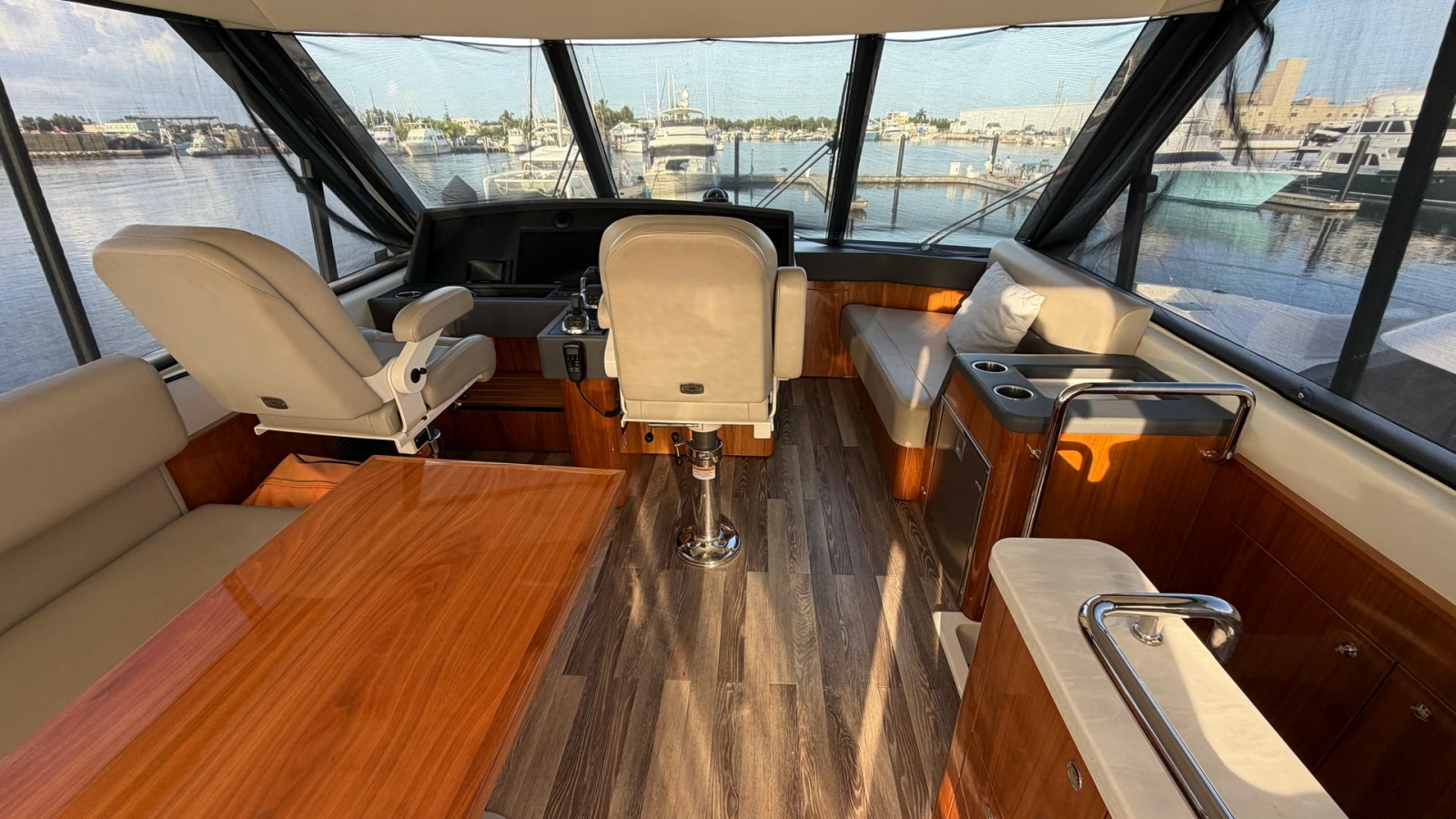 Enclosed Bridge Helm and Seating Area