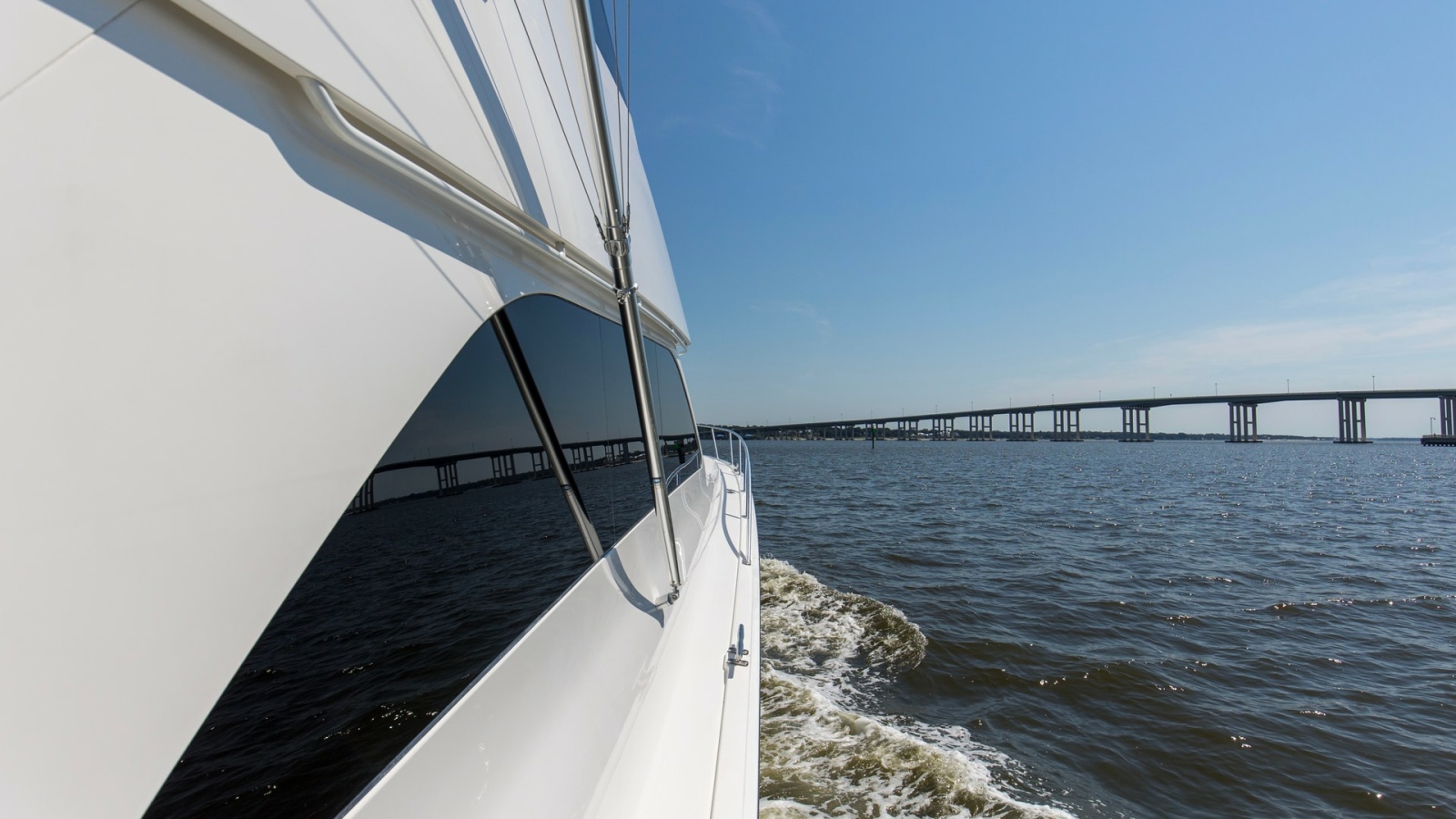 2007 64 Viking Enclosed Bridge Reel Blues Starboard Side