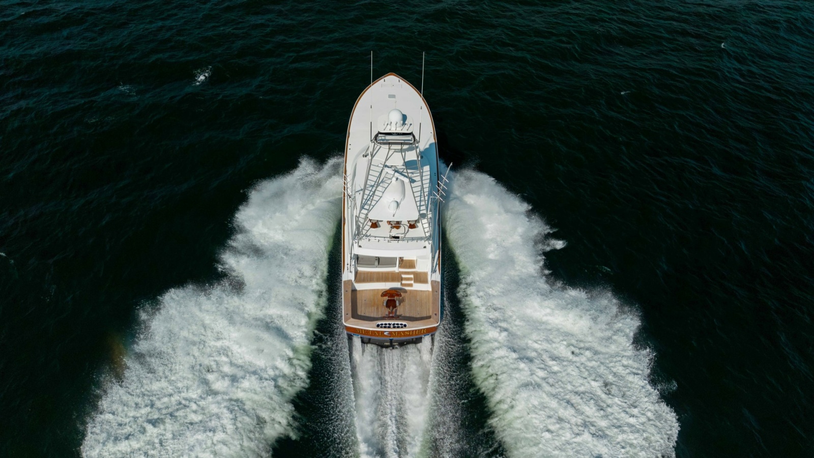 Aerial View of Running Yacht