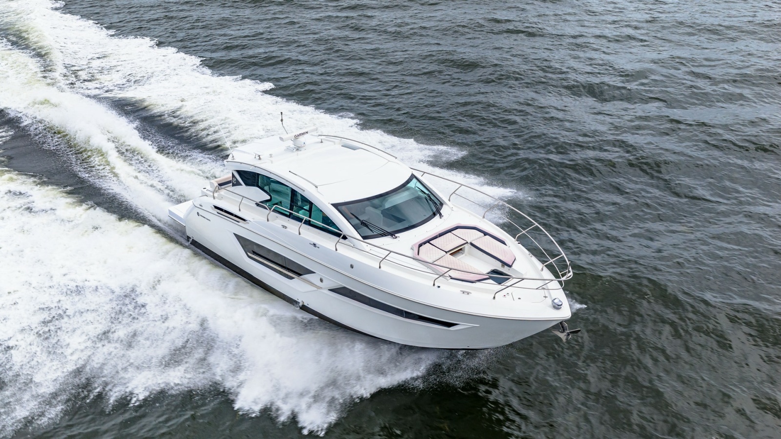 Aerial View of Cruising Yacht